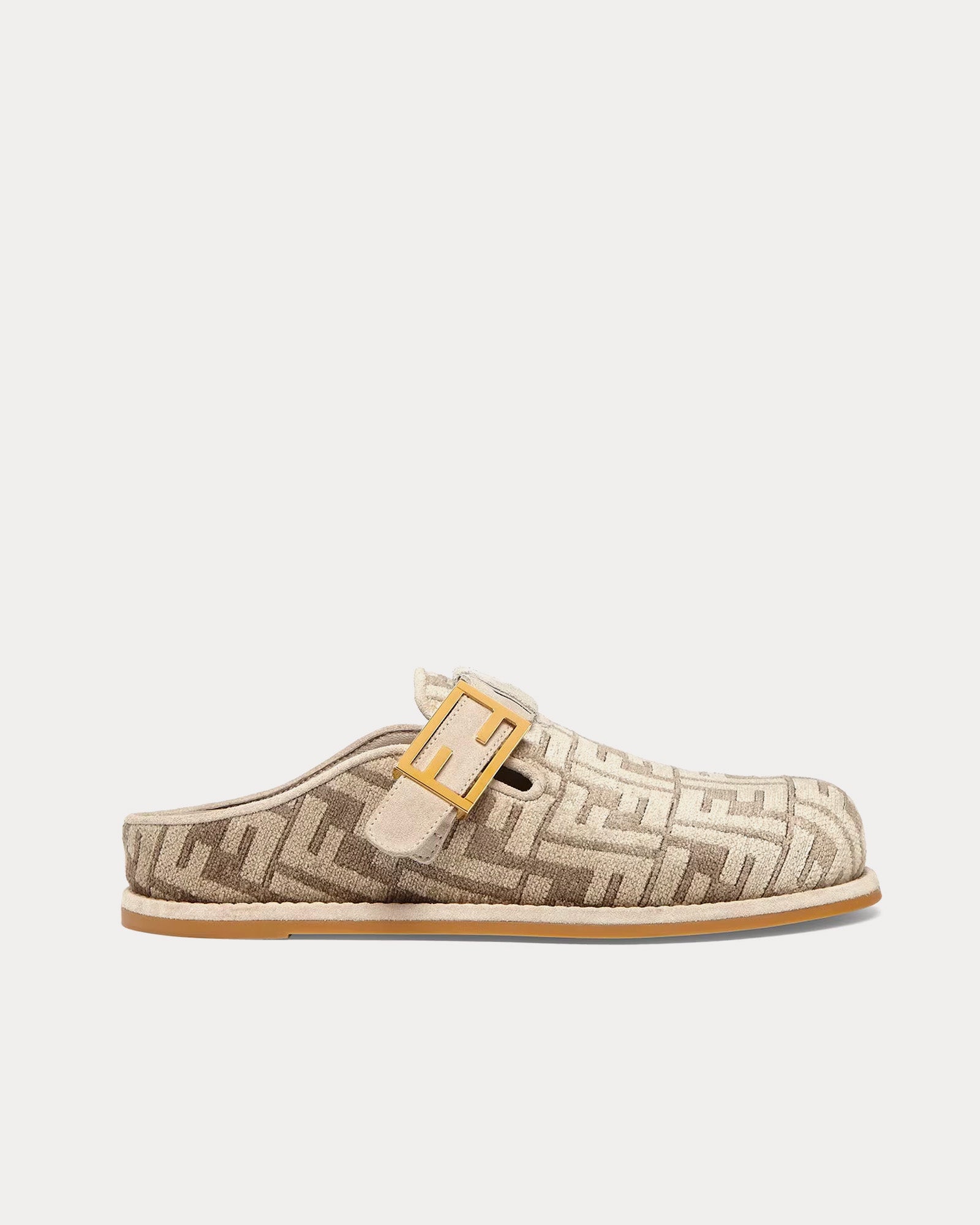 Women s Feel FF Motif Dove Grey Chenille Sabots
