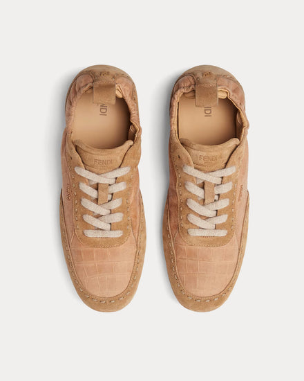 Fendi Fit Leather Beige Low Top Sneakers - 2