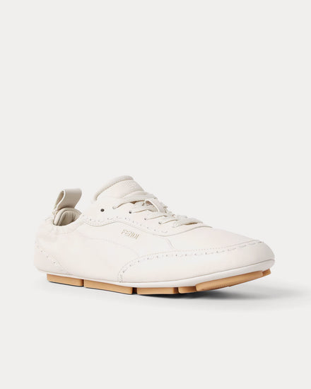 Fendi Fit Leather White Low Top Sneakers - 3