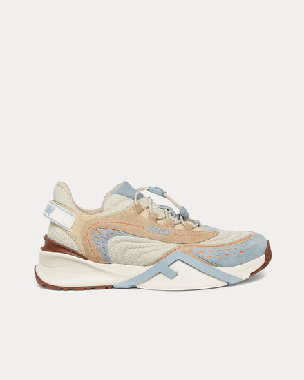 Fendi Flow Mesh & Suede Light Blue Low Top Sneakers - 1