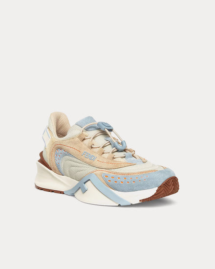 Fendi Flow Mesh & Suede Light Blue Low Top Sneakers - 3