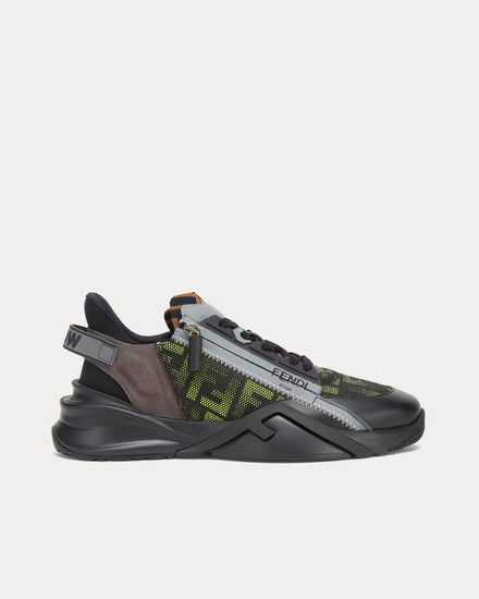 Fendi Flow Fabric Neon Yellow / Black Low Top Sneakers - 1