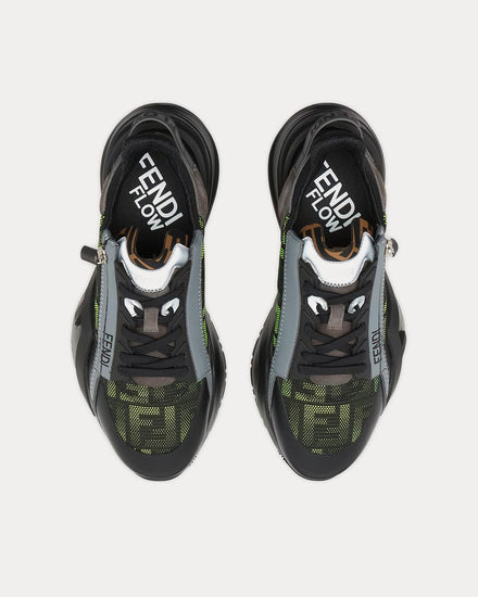 Fendi Flow Fabric Neon Yellow / Black Low Top Sneakers - 3