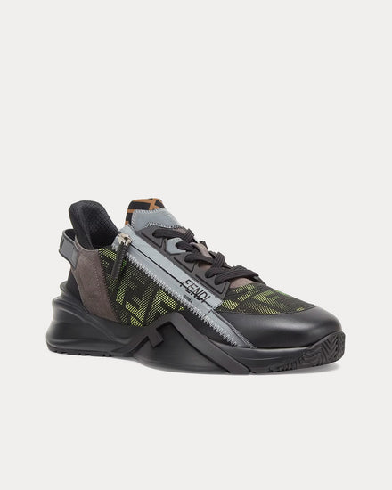Fendi Flow Fabric Neon Yellow / Black Low Top Sneakers - 2