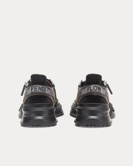 Fendi Flow Fabric Neon Yellow / Black Low Top Sneakers - 4