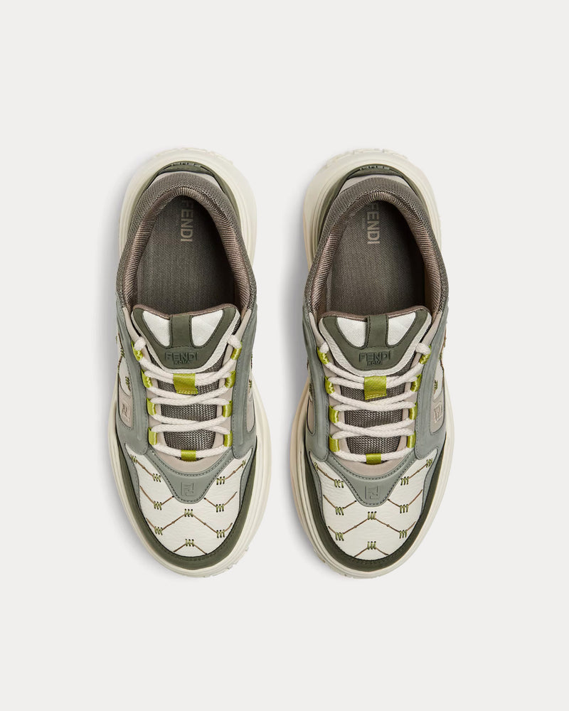 FENDI】FORCE SNEAKERS Fendi Force Brown FF Canvas White Platform FF Logo Low Top