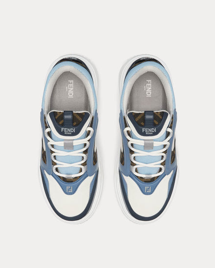 Fendi Force Leather White / Light Blue / Blue Low Top Sneakers - 2