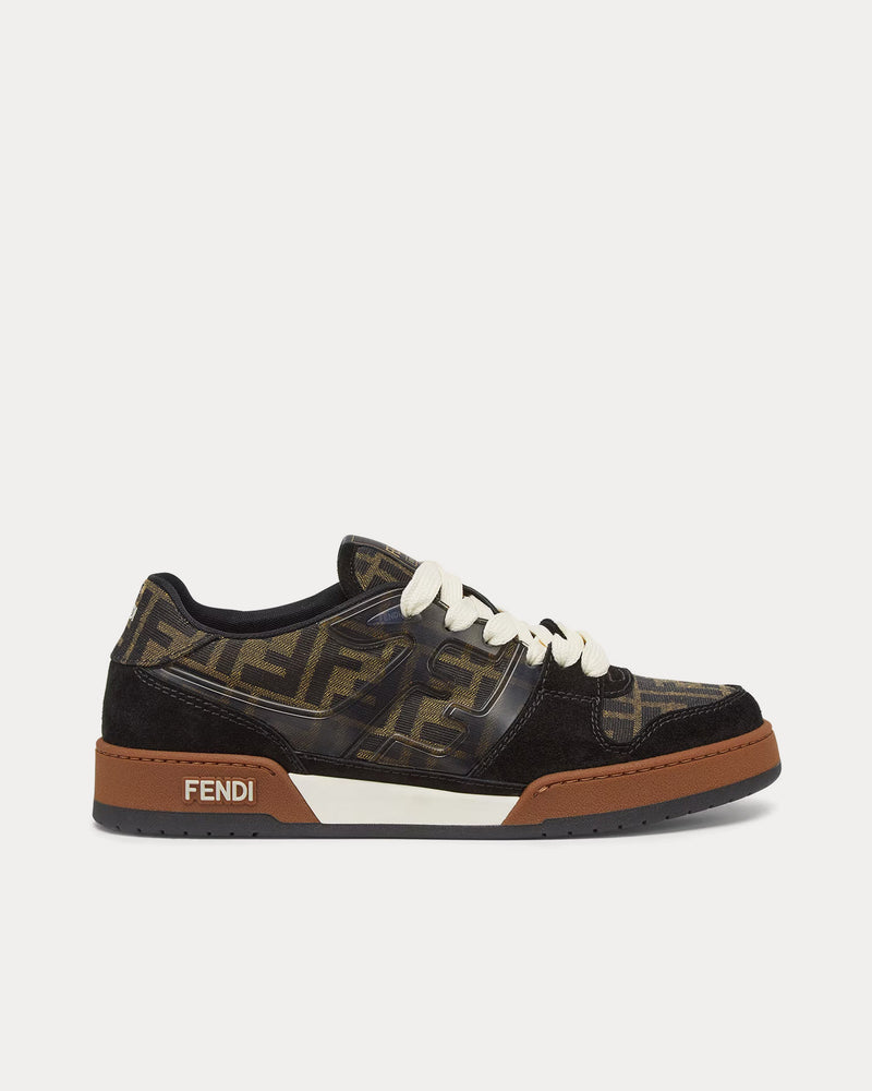 Fendi Men's Match Suede FF Jacquard Brown Black Low Top Sneakers