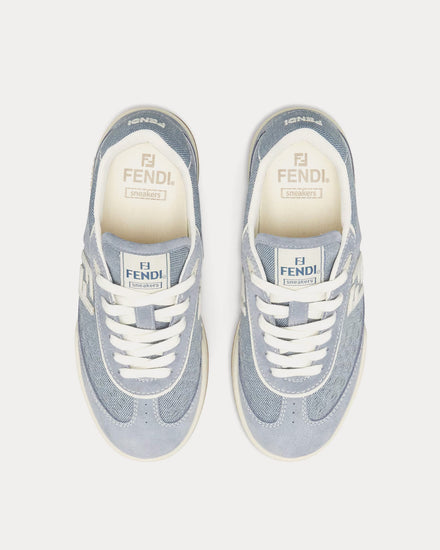 Fendi Match Fabric & Suede Light Blue Denim Low Top Sneakers - 2
