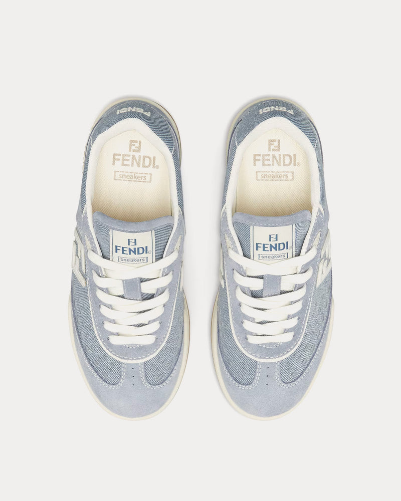 Fendi Match Fabric & Suede Light Blue Denim Low Top Sneakers - 2