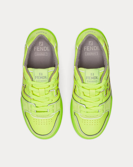 Fendi Match Leather Neon Yellow Low Top Sneakers - 2