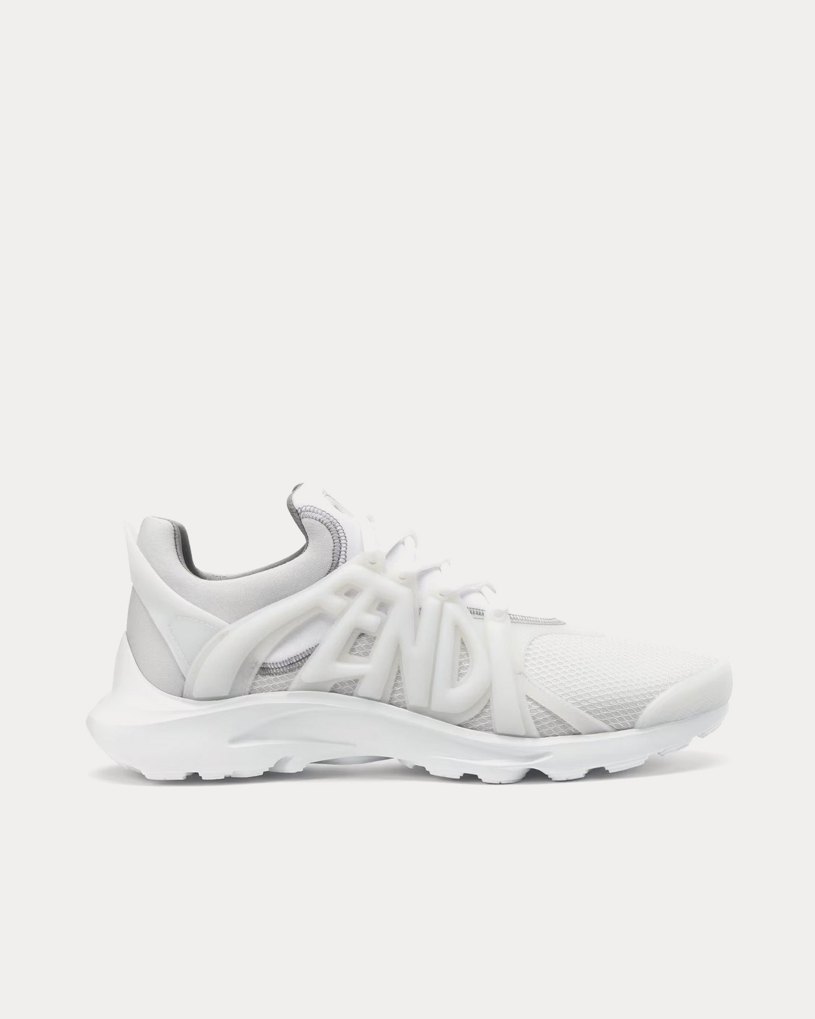 K*a様 Fendi ホワイト スニーカー ロゴストラップ Fendi Men's Tag Technical Mesh White Low Top Sneakers