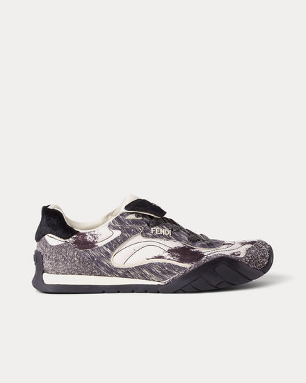 Fendi Wave Pulse Cavallino Calfskin Grey / Black Low Top Sneakers - 1