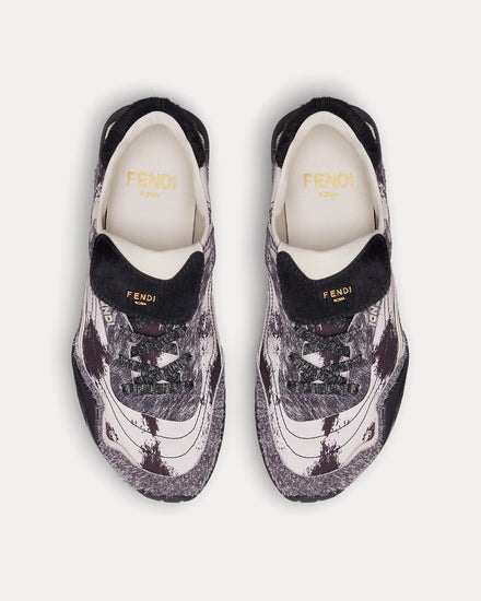 Fendi Wave Pulse Cavallino Calfskin Grey / Black Low Top Sneakers - 2