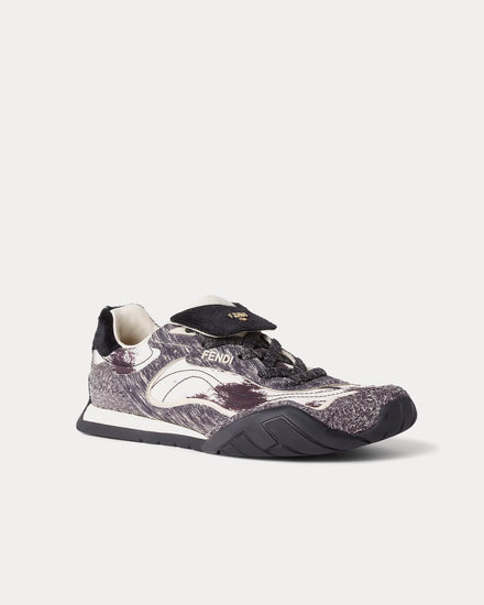 Fendi Wave Pulse Cavallino Calfskin Grey / Black Low Top Sneakers - 3
