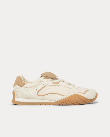 Fendi Wave Pulse Suede White / Beige Low Top Sneakers - 1