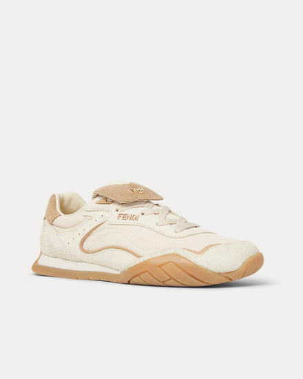 Fendi Wave Pulse Suede White / Beige Low Top Sneakers - 3