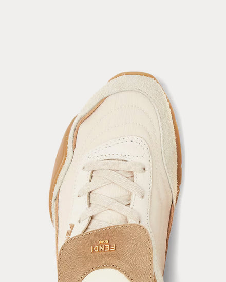 Fendi Wave Pulse Suede White / Beige Low Top Sneakers - 5