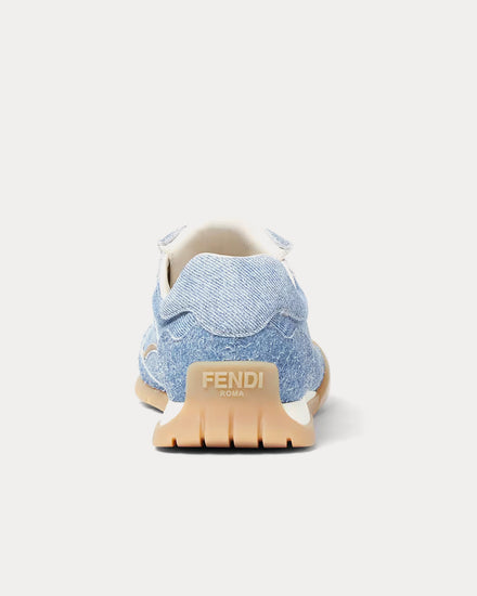 Fendi Wave Pulse Suede Light Blue Denim Low Top Sneakers - 4