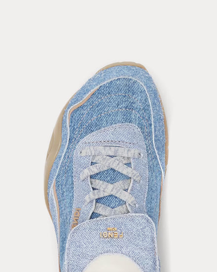 Fendi Wave Pulse Suede Light Blue Denim Low Top Sneakers - 5