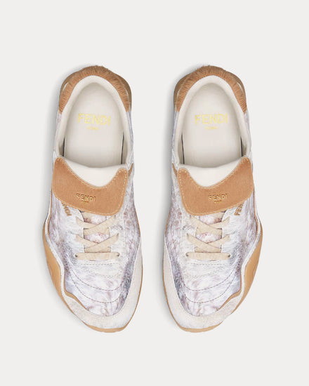 Fendi Wave Pulse Cavallino Calfskin White / Beige Low Top Sneakers - 2