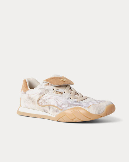 Fendi Wave Pulse Cavallino Calfskin White / Beige Low Top Sneakers - 3