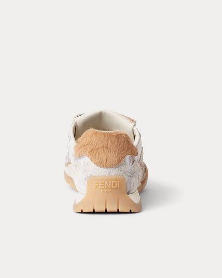 Fendi Wave Pulse Cavallino Calfskin White / Beige Low Top Sneakers - 4
