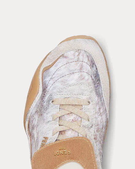 Fendi Wave Pulse Cavallino Calfskin White / Beige Low Top Sneakers - 5