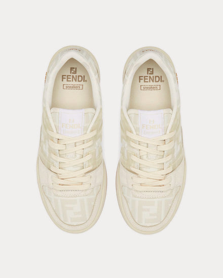 Fendi by Stefano Pilati Match FF Fabric Canvas & Suede Dove Grey / White Low Top Sneakers - 2