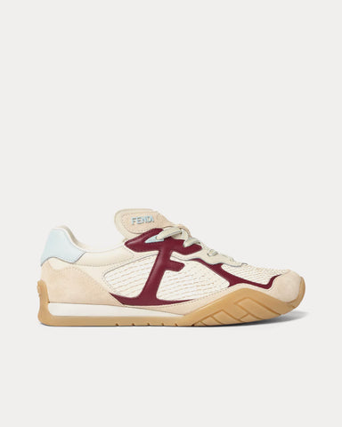 Fendi Wave Pulse Leather White / Salmon Low Top Sneakers