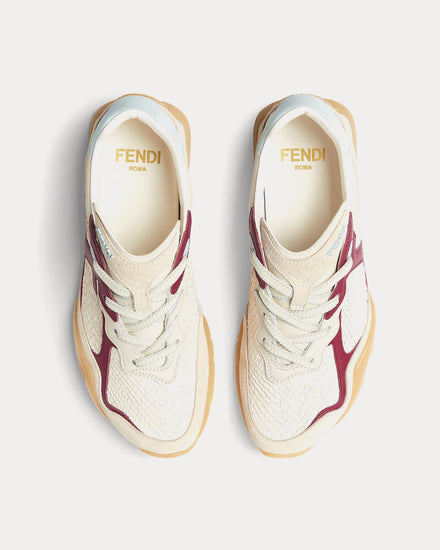 Fendi Wave Pulse Leather White / Salmon Low Top Sneakers - 2