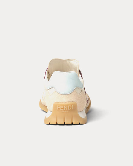 Fendi Wave Pulse Leather White / Salmon Low Top Sneakers - 4