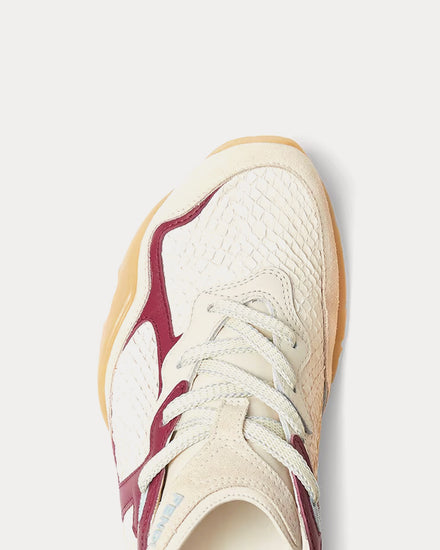 Fendi Wave Pulse Leather White / Salmon Low Top Sneakers - 5