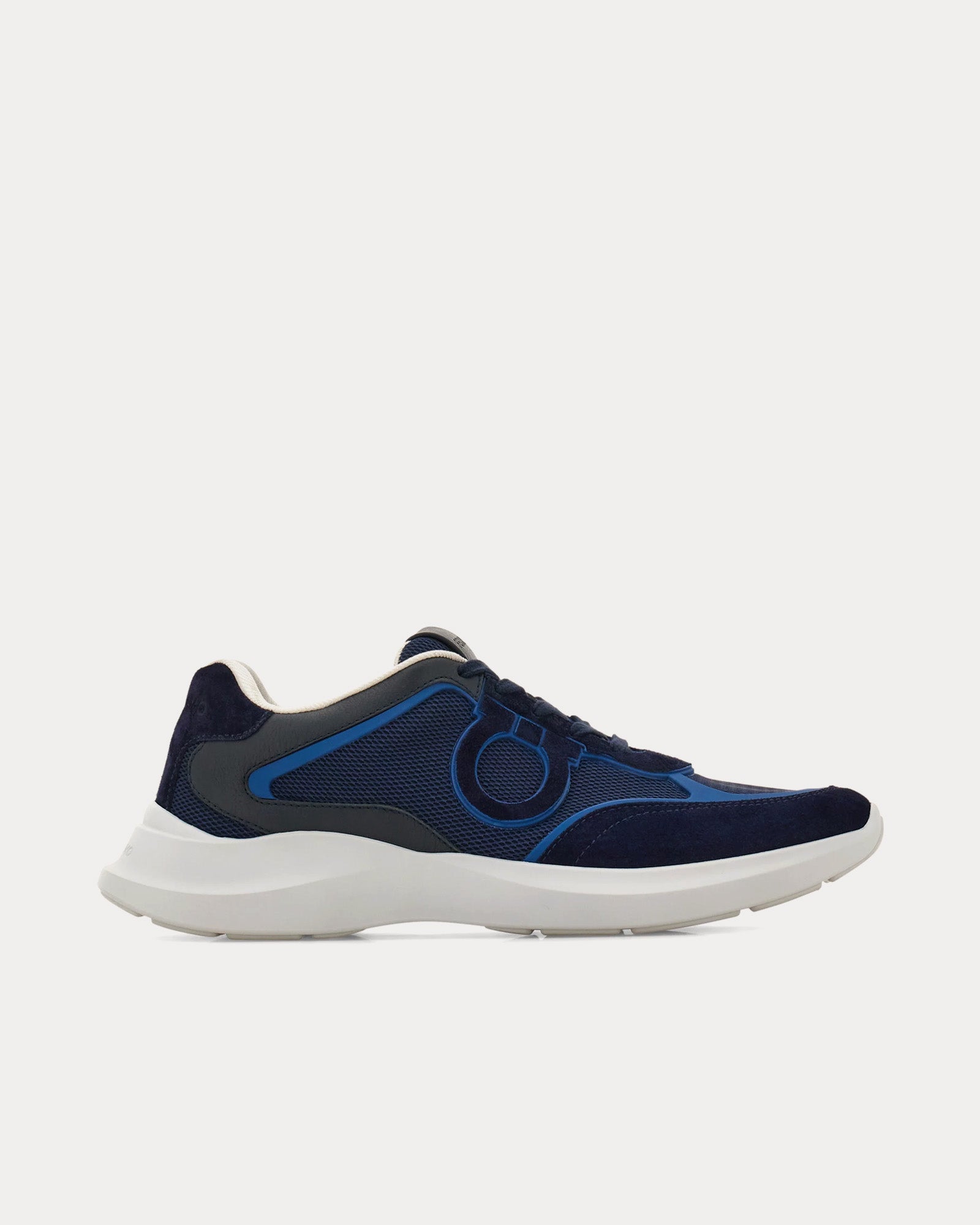 Ferragamo Men's Gancini Ornament Navy Blue Low Top Sneakers