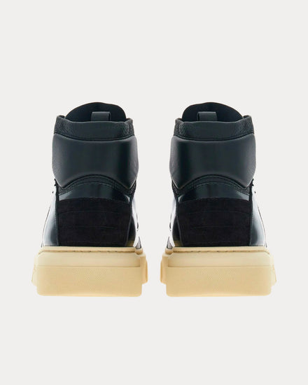 Ferragamo Cut Out Leather Black High Top Sneakers - 3