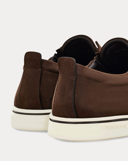 Ferragamo Derby Nubuck Brown Slip On Sneakers - 5