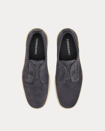 Ferragamo Derby Suede Rainy Grey Slip On Sneakers - 2