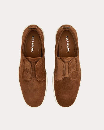 Ferragamo Derby Suede Brown Slip On Sneakers - 2