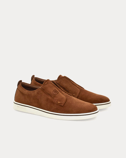 Ferragamo Derby Suede Brown Slip On Sneakers - 3