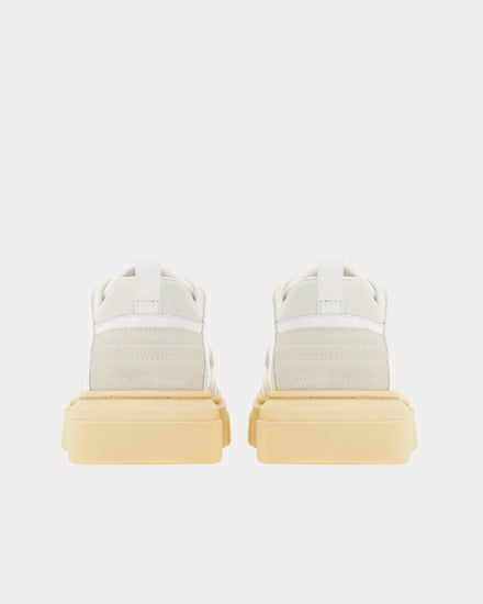 Ferragamo Cut Out Leather Optic White Low Top Sneakers - 4