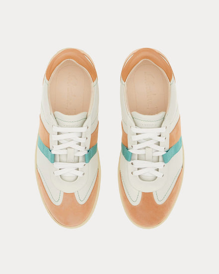 Ferragamo Fussbett Bandage Leather & Suede Amaretti / Optic White Low Top Sneakers - 2
