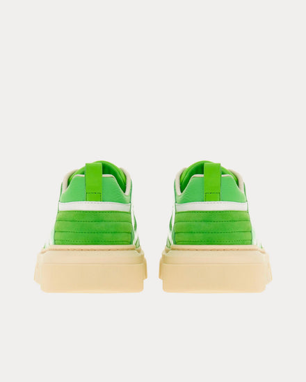 Ferragamo Cut Out Leather Lime Green Low Top Sneakers - 4