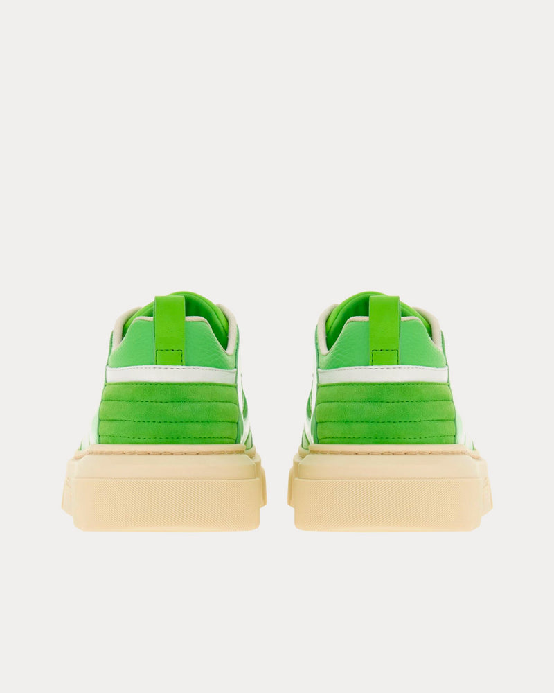 Ferragamo Cut Out Leather Lime Green Low Top Sneakers - 4