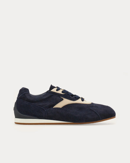 Ferragamo Sebastien Navy Blue / Parchment Low Top Sneakers - 1