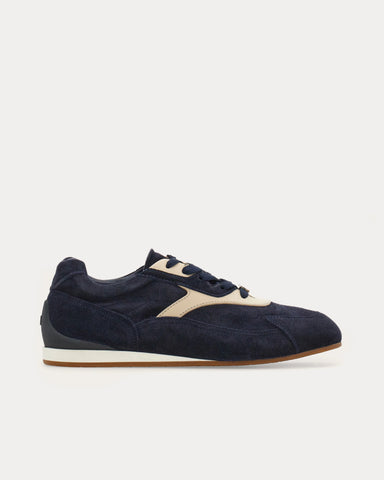 Ferragamo Sebastien Navy Blue / Parchment Low Top Sneakers