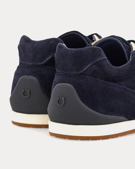Ferragamo Sebastien Navy Blue / Parchment Low Top Sneakers - 5