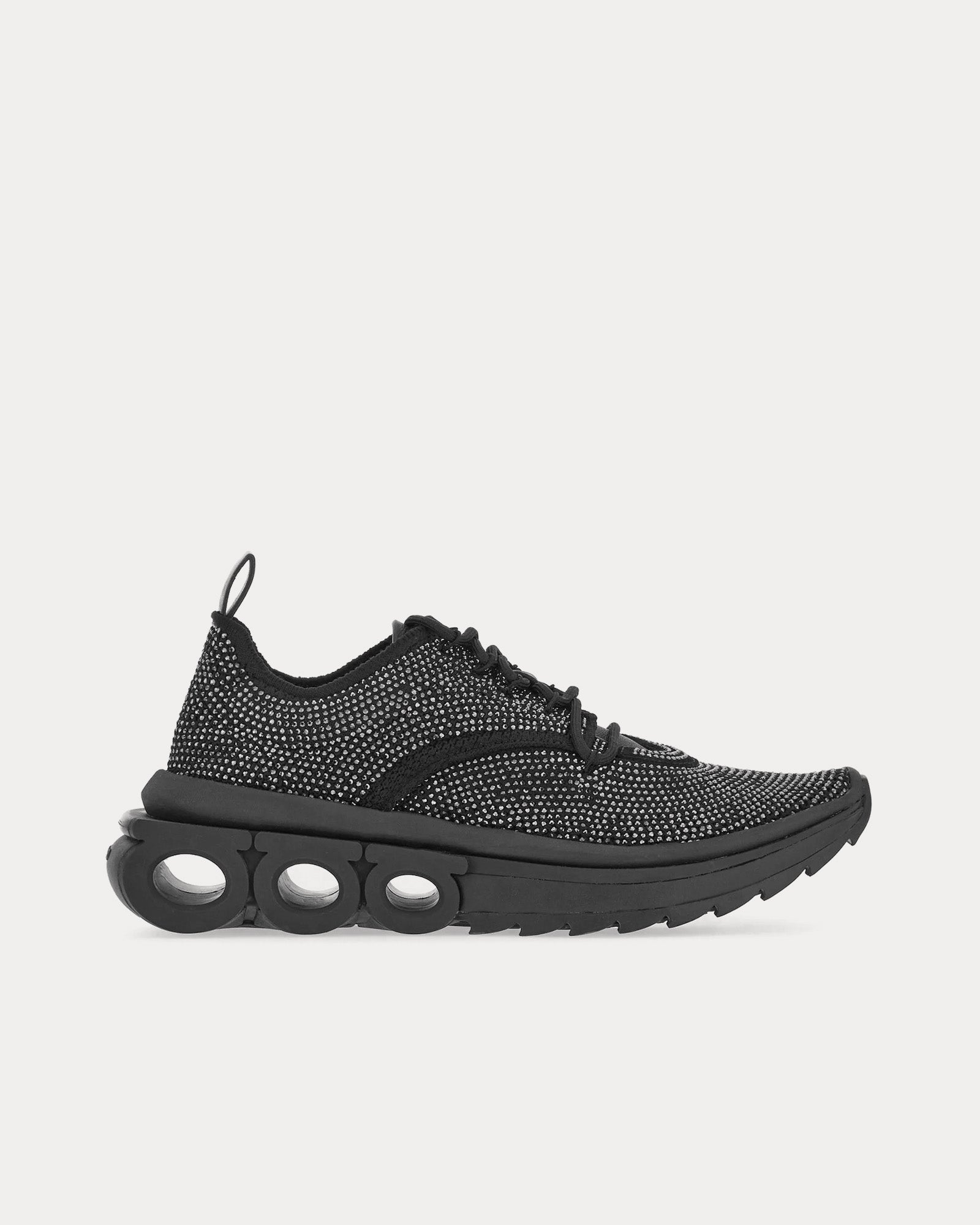 Ferragamo Women's Running Crystal Black Low Top Sneakers