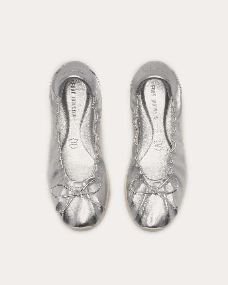 Foot Industry Ballet Flats Silver Slip Ons - 2