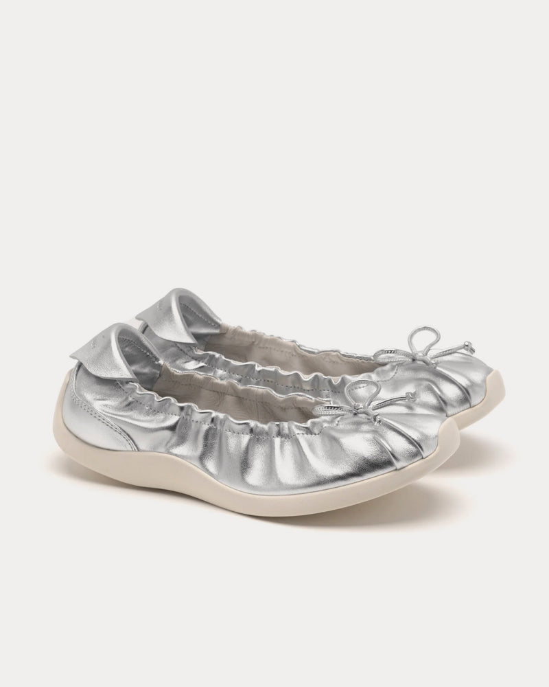 Foot Industry Ballet Flats Silver Slip Ons - 3