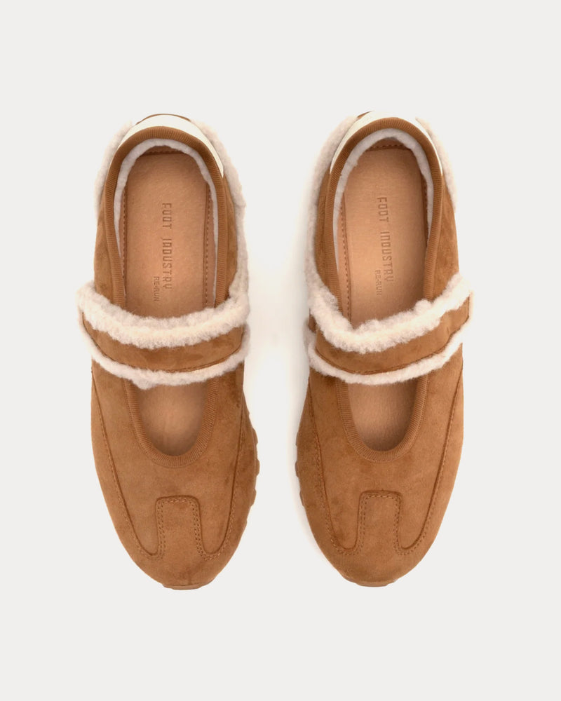 Foot Industry Fluffy Mary Jane Runner Khaki Slip On Sneakers - 2